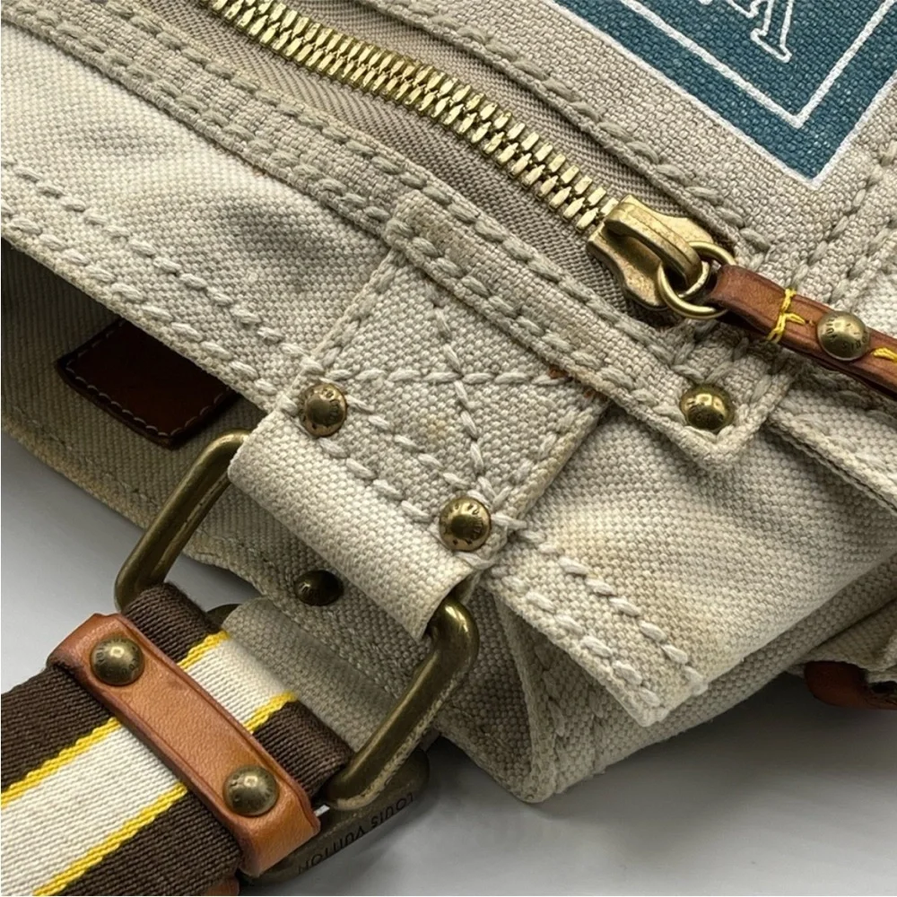 Louis Vuitton Globe Shopper Cruise Tote Bag Canvas Blue